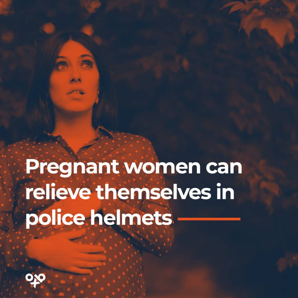 pregnant women can relieve themselves in police helmets