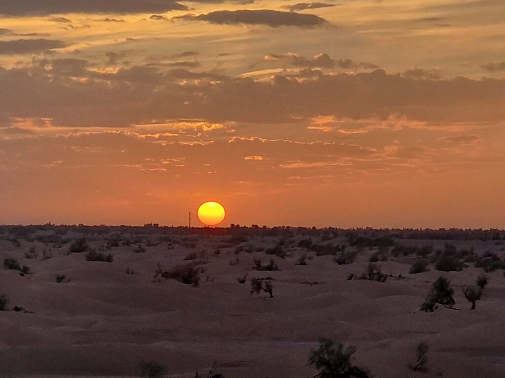 The Sahara Desert at sunset