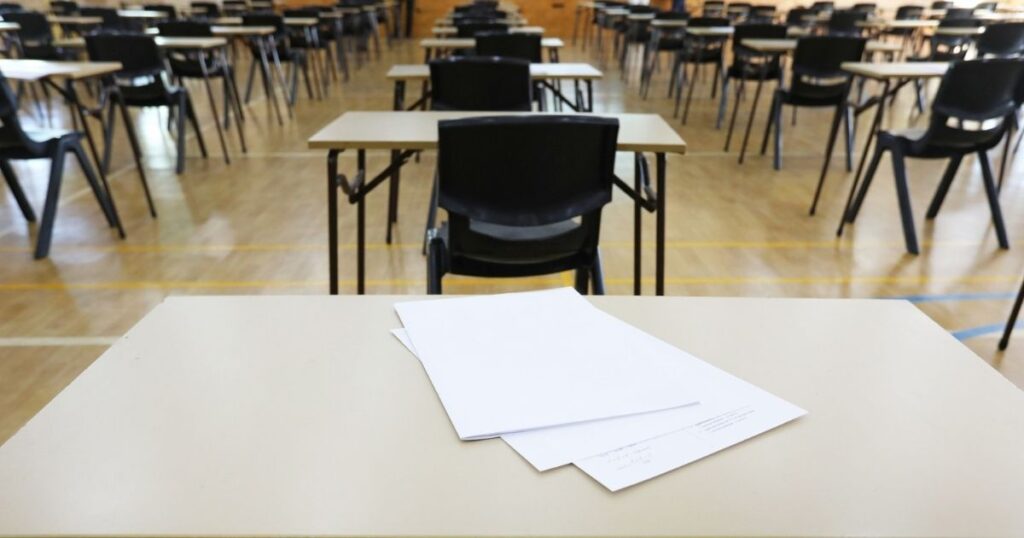 An exam hall for A-level and GCSE