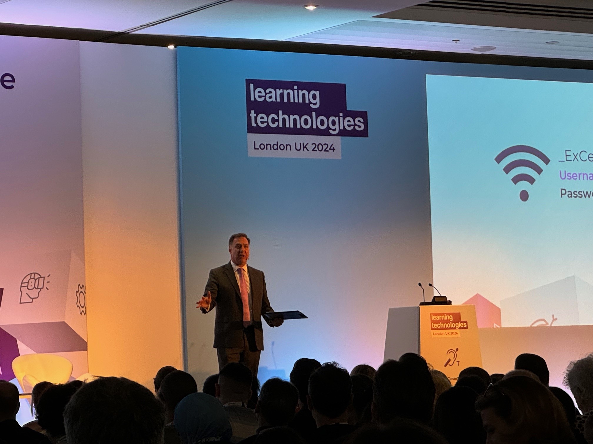 A guest speaker delivers an inspirational speech at the Learning Technologies Conference