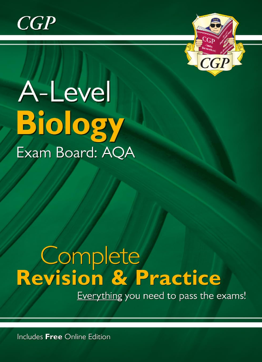 The front cover of the CPG A-level biology book