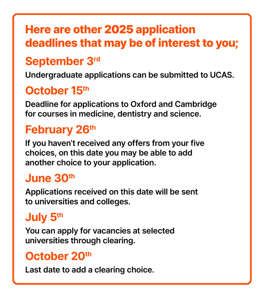 Stay ahead with key UCAS application deadlines to secure your place at college or university.