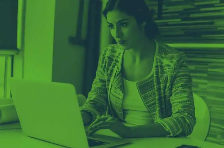 woman working on her laptop